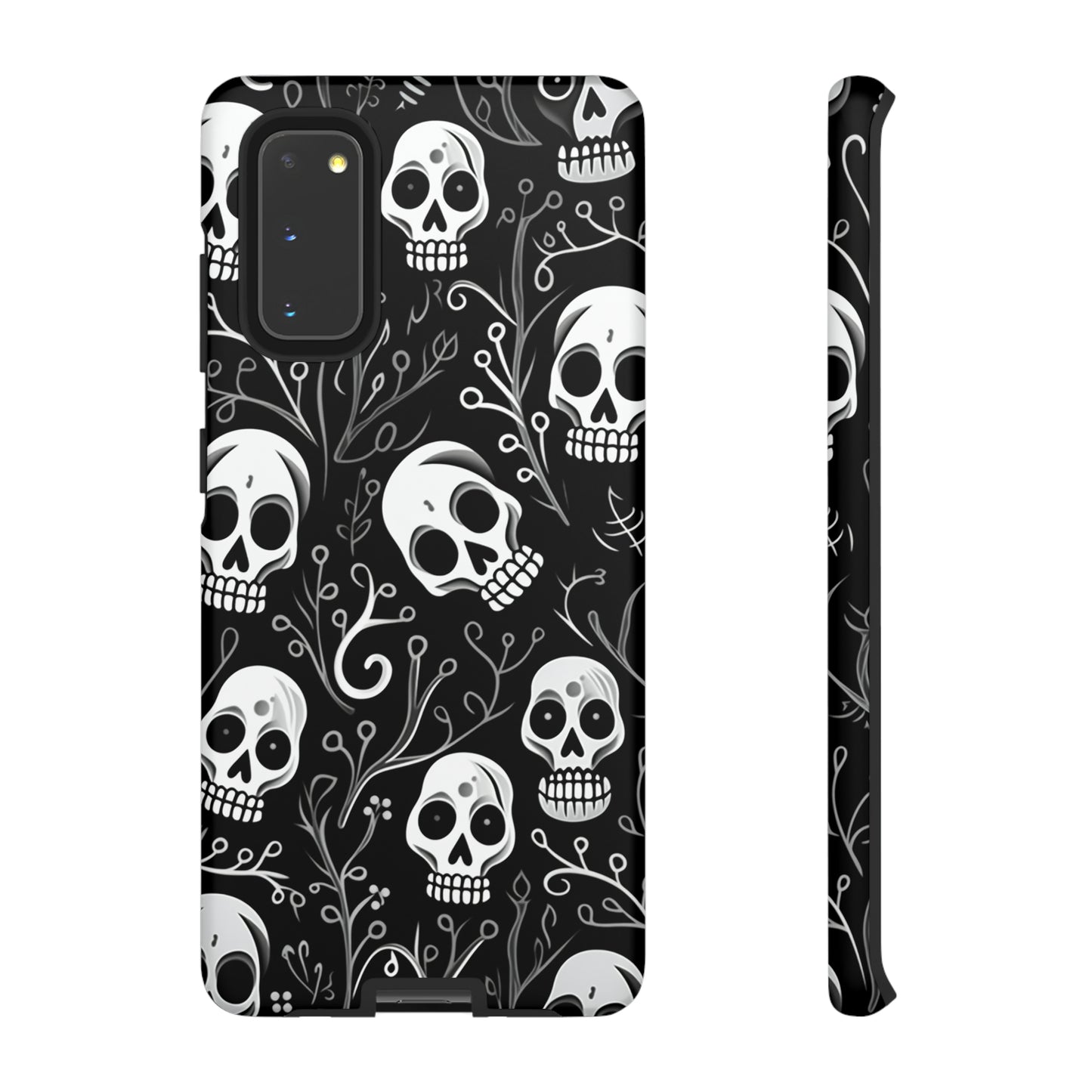 Join the Goth Side: Black Skull Floral Print | Mystical Elegance Case for iPhone, Samsung Galaxy, and Google Pixel