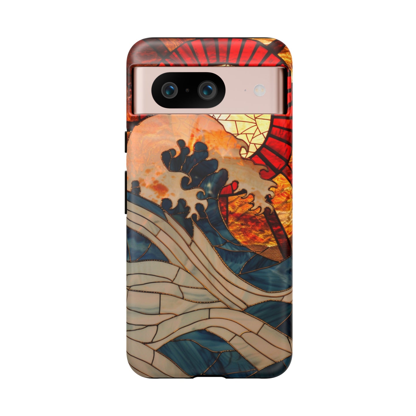 Japanese Rising Sun Phone Case Stained Glass Ocean Wave