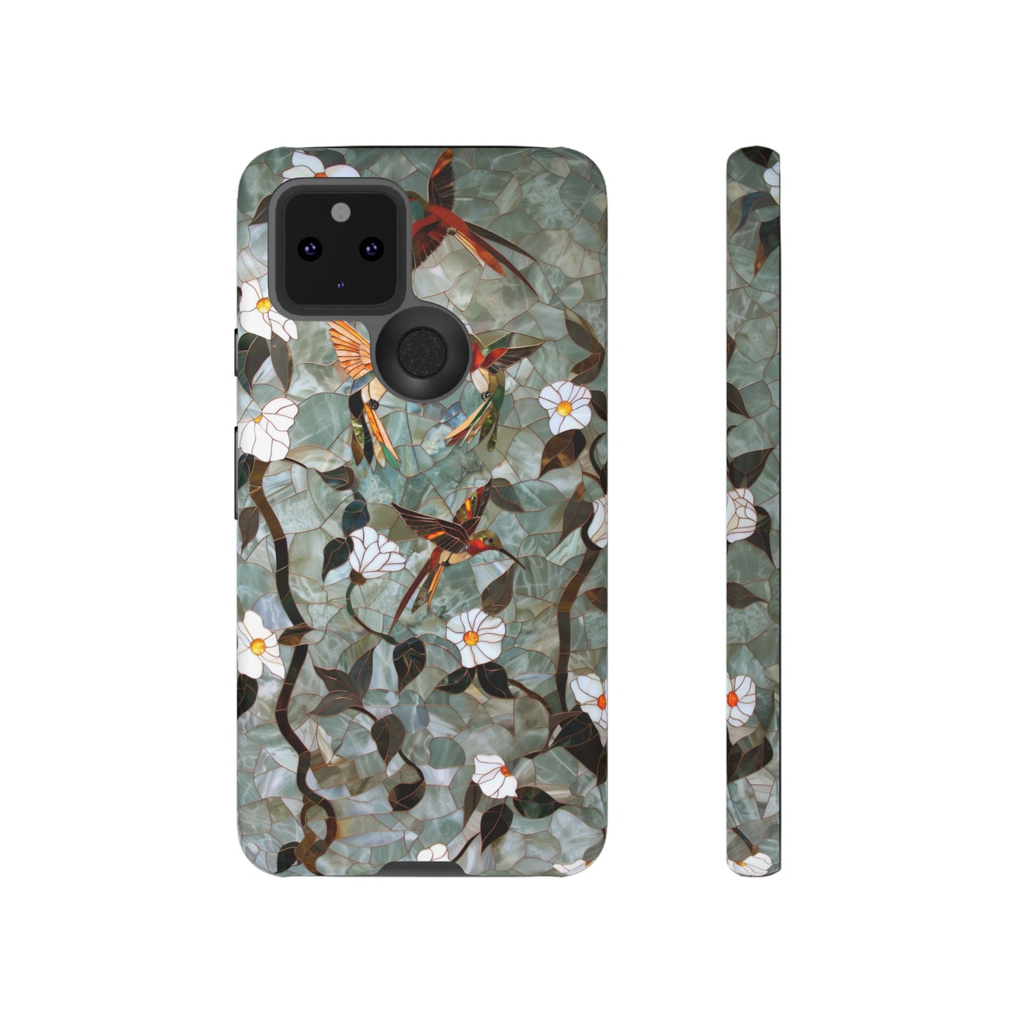 Stained Glass Hummingbirds and Flowers iPhone Case