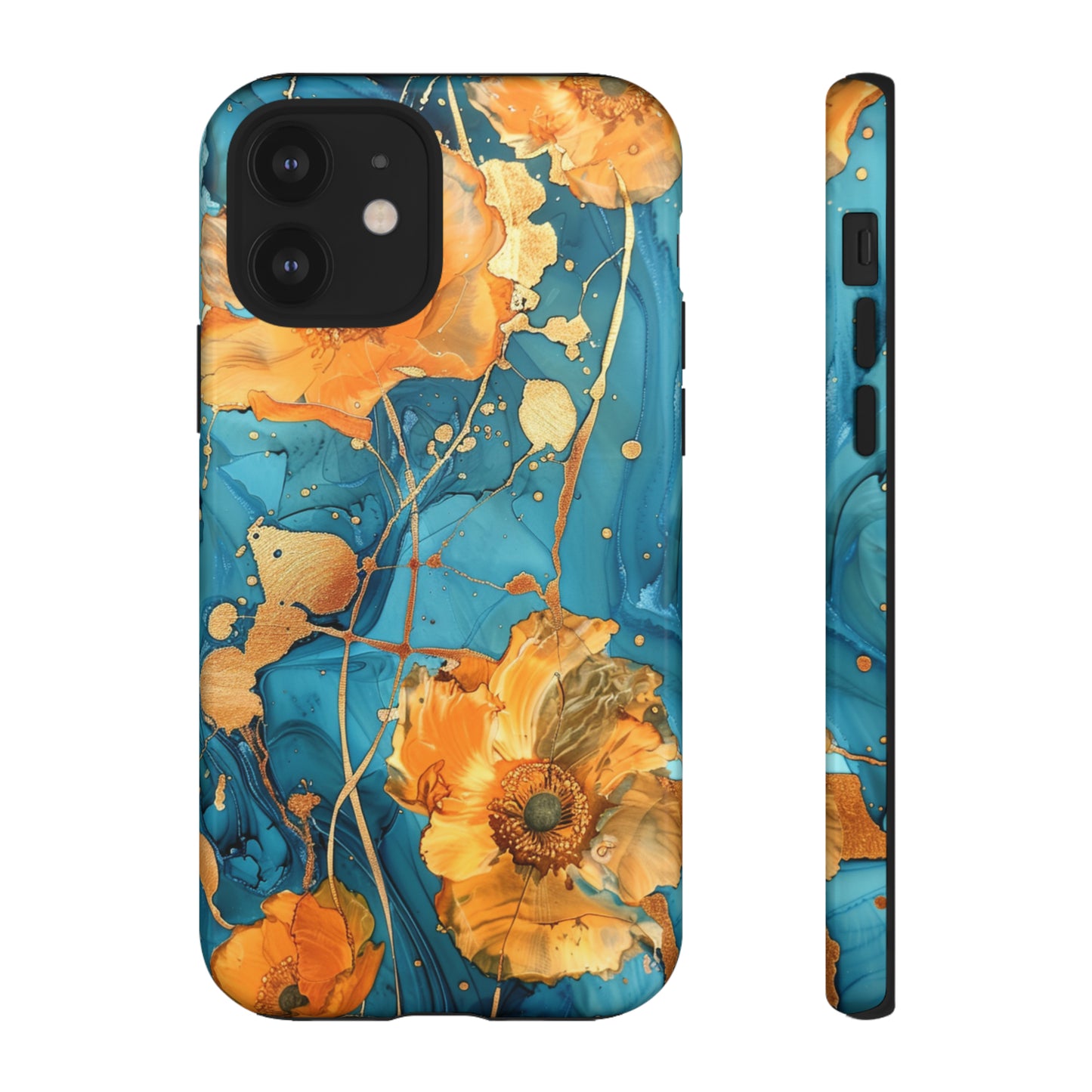 Gold Poppies Color Splash Floral Design Phone Case