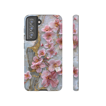 Pink Forget Me Nots Gold Floral Phone Case