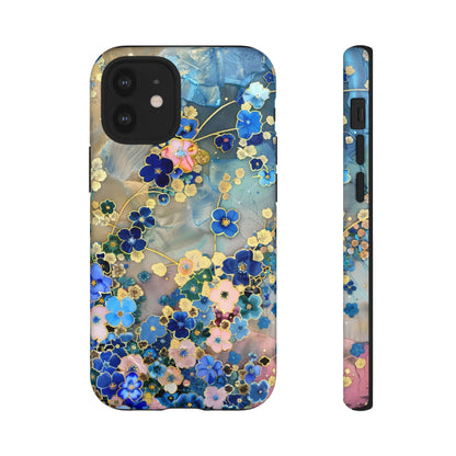 Forget Me Nots Gold Color Splash Floral Design Phone Case