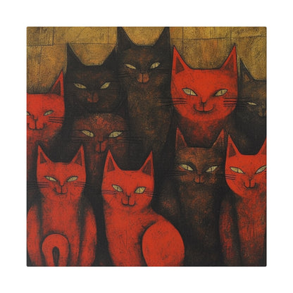 Herd of cats Surrealistic AI Generated Artwork | Stretched Canvas Print