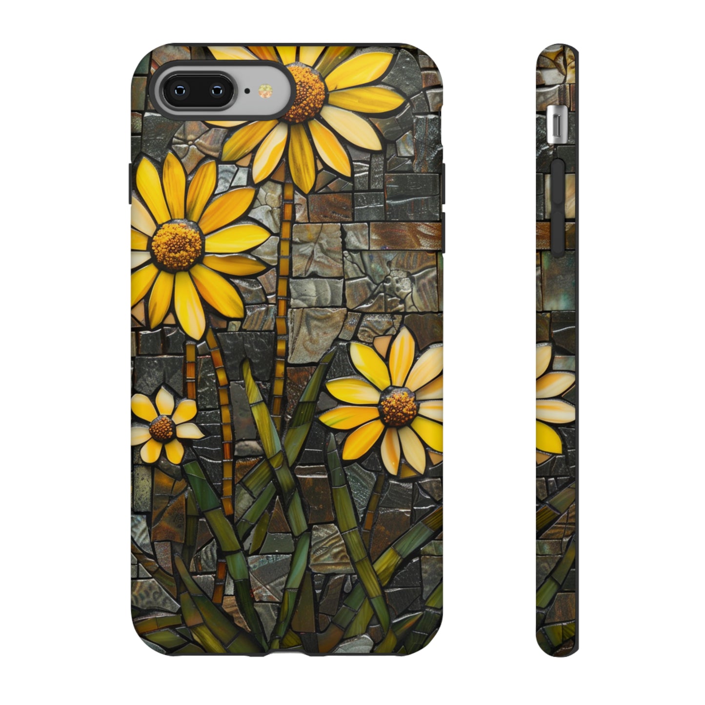 Yellow and Gold Daisy Mosaic Stained Glass Phone Case for iPhone 15, 14, Pro Max, 13, 12 & Samsung Galaxy S23, S22, S21, Google Pixel