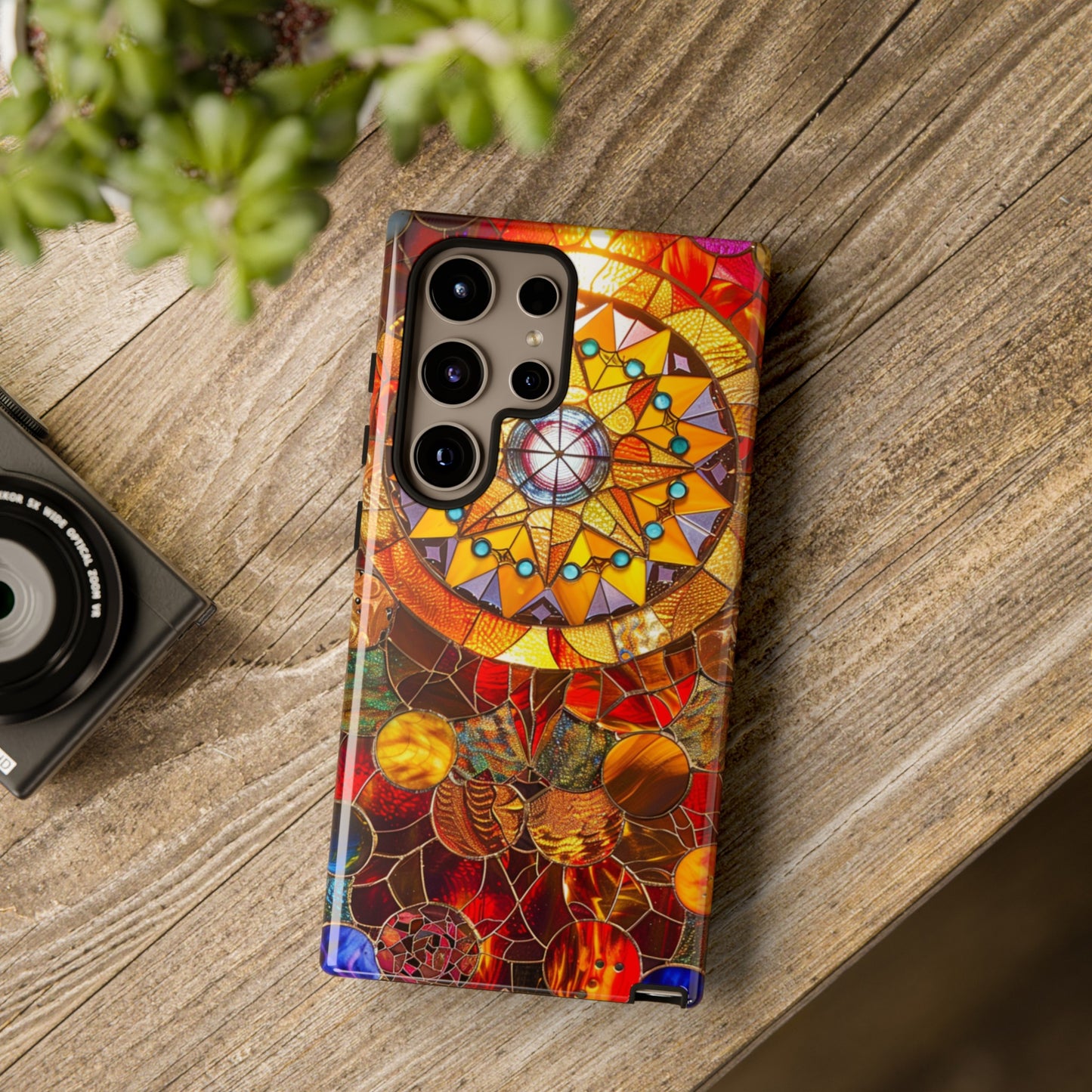 Cosmic Stained Glass Mandala Phone Case