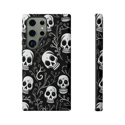 Join the Goth Side: Black Skull Floral Print | Mystical Elegance Case for iPhone, Samsung Galaxy, and Google Pixel