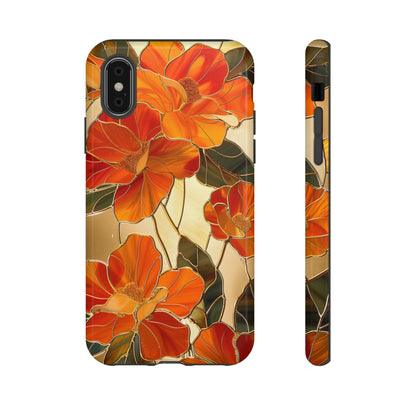 Orange Floral Phone Case Stained Glass Flower Aesthetic