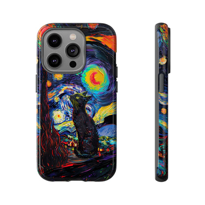 Starry Night Black Cat Van Gogh Painting Art Phone Case