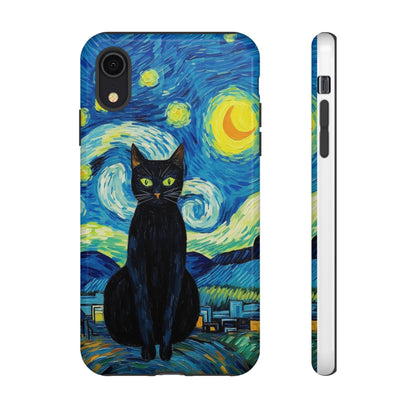 Starry Night Van Gogh Black Cat iPhone, Samsung Galaxy, Google Pixel  Case | Embrace Artistic Whimsy and Feline Charm