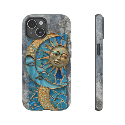 Boho Sun and Moon Mosaic Tile Stained Glass Phone Case