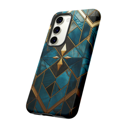 Gold and Blue Marble Mosaic Phone Case