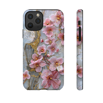 Pink Forget Me Nots Gold Floral Phone Case