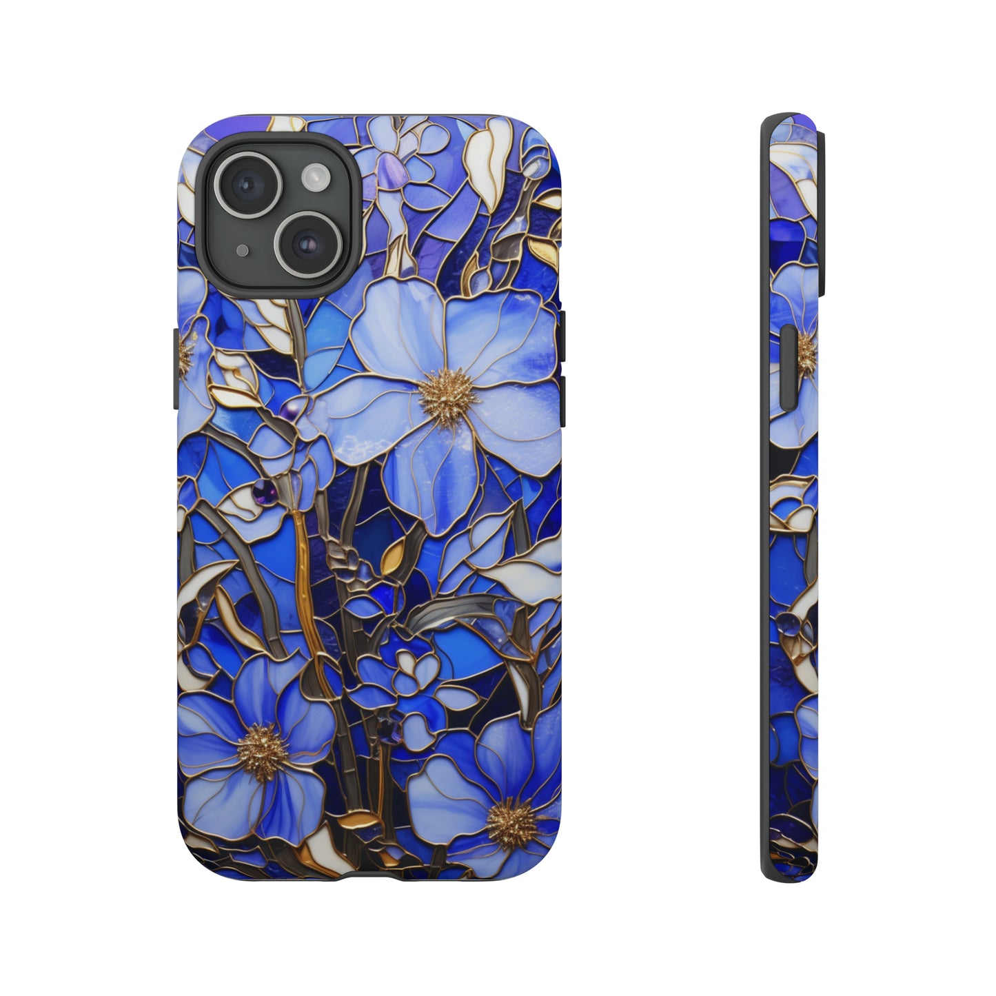 Periwinkle Stained Glass with Gold Inlay Phone Case for iPhone 15, 14, Pro Max, 13, 12 & Samsung Galaxy S23, S22, S21, Google Pixel