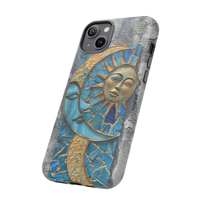 Boho Sun and Moon Mosaic Tile Stained Glass Phone Case