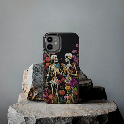 Love Halloween Skeletons Embroidery iPhone Case | iPhone X to iPhone 14 Pro Max