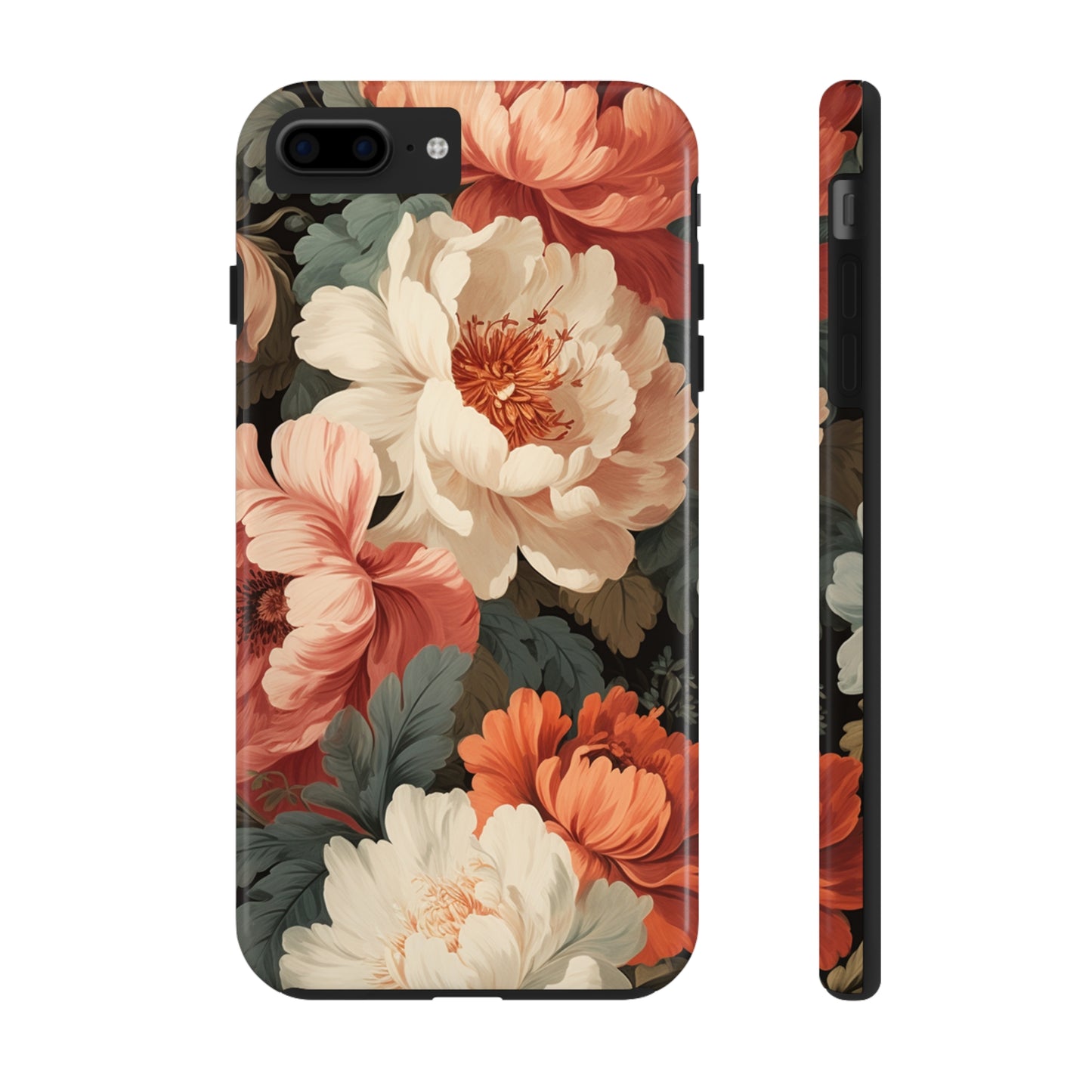 Vintage Floral Aesthetic Phone Tough Case Antique Print for iPhone 14 11 Pro 12 13 XR XS X 7+ 8 Boho Nature Flowers Cottage Core