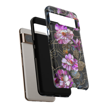 Magenta Color Floral Stained Glass Phone Case