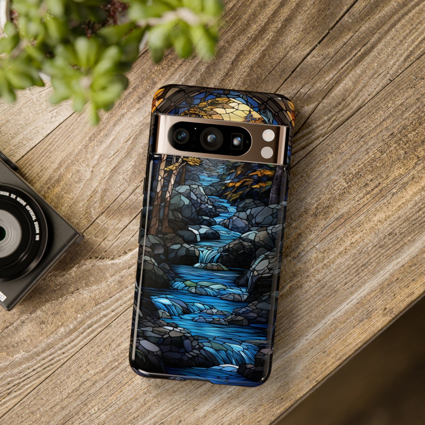 Stained Glass Stone Bridge and River Art Phone Case