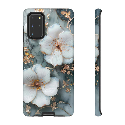 White Flower on Marble Stone  Phone Case