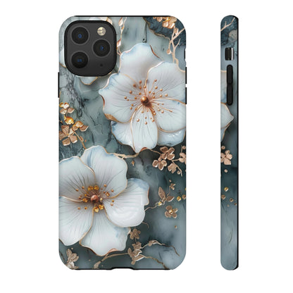 White Flower on Marble Stone  Phone Case