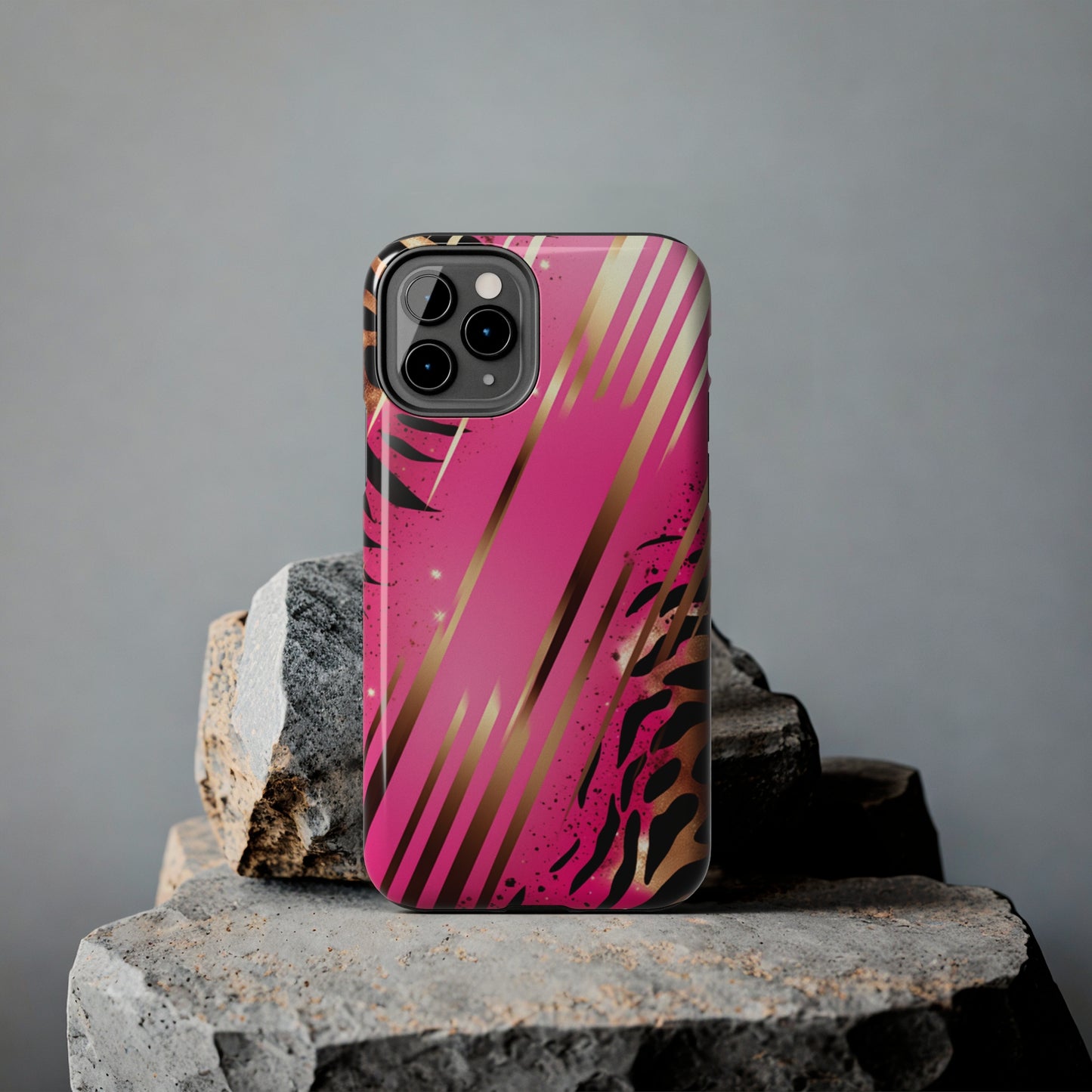 Elegant Wilderness: Pink & Gold Tiger Stripes | Mesmerizing Lush iPhone Case