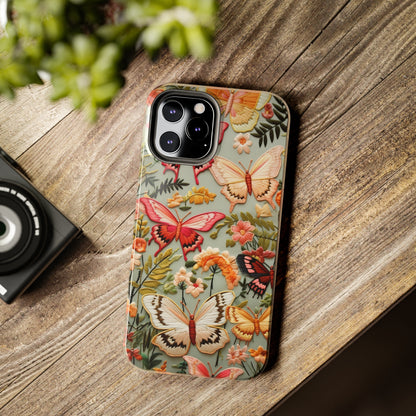 Embroidery Butterflies iPhone Case | Whimsical Elegance and Nature's Beauty in Handcrafted Detail