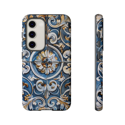 Azulejo Porcelain Blue & Creamy White Tile Mediterranean Design Phone Case