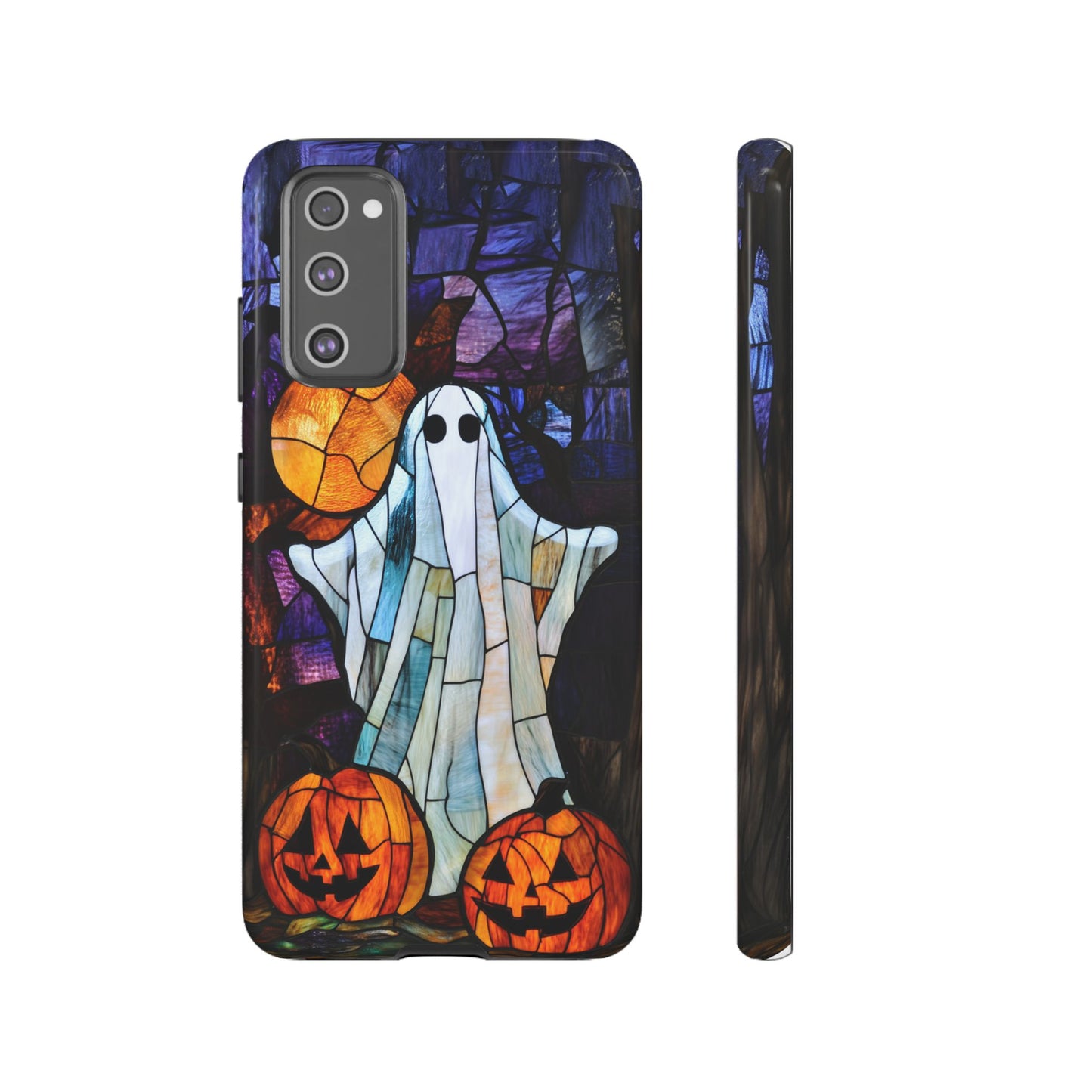 Stained Glass Halloween Ghost and Jack-o'-Lanterns Phone Cover