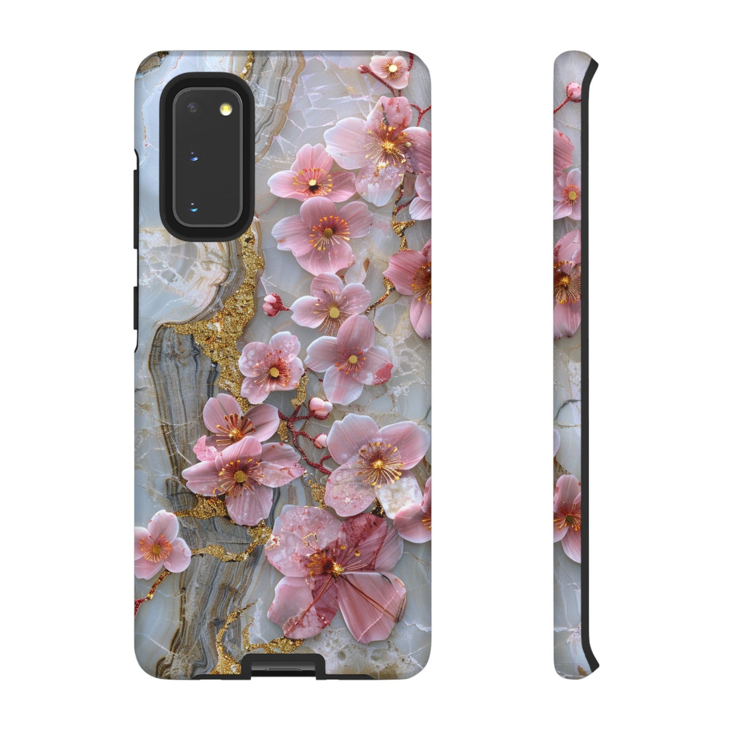 Pink Forget Me Nots Gold Floral Phone Case