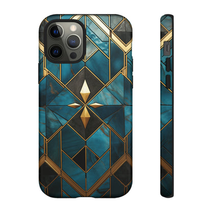 Gold and Blue Marble Mosaic Phone Case