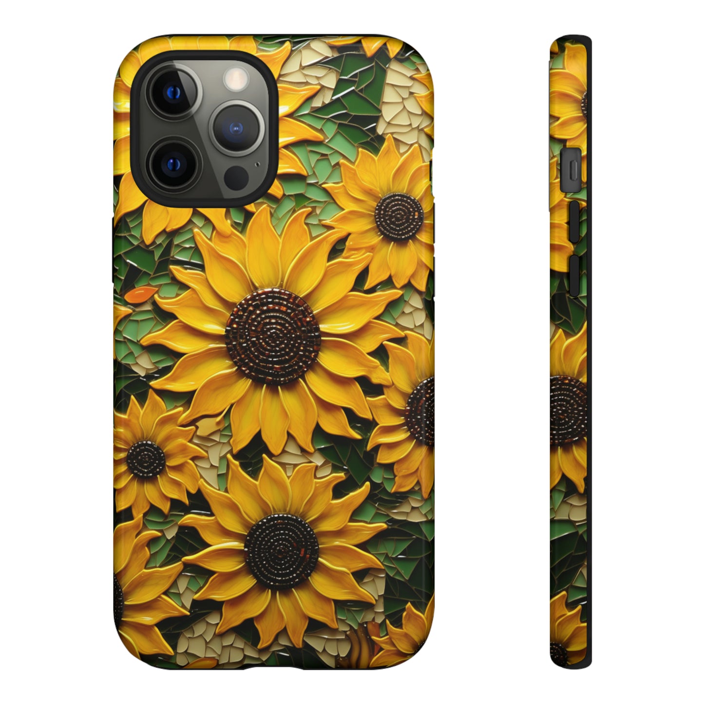 Sunflower Floral Color Explosion Mosaic Glass