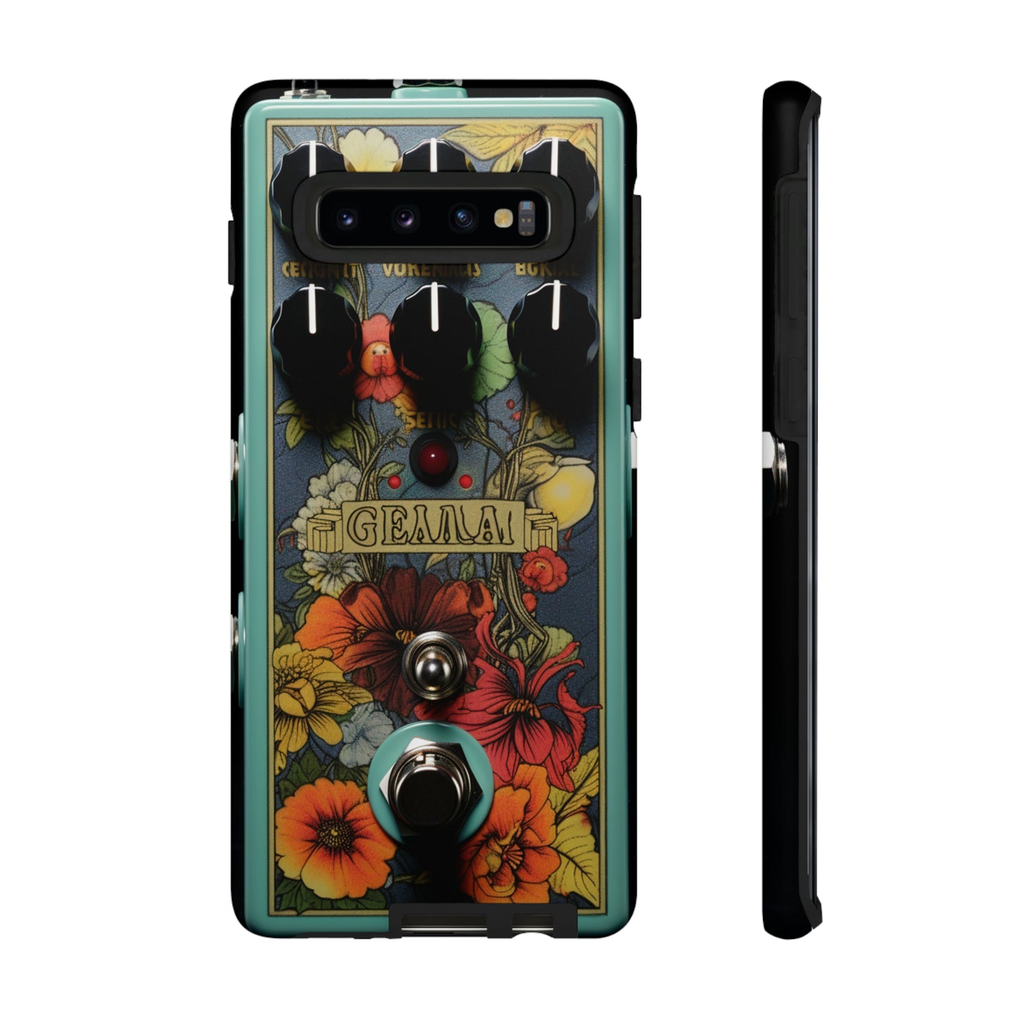 Retro guitar pedal artwork on premium phone case