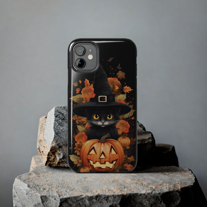 Trick or Treat Delight: Adorable Witch Cat Halloween Celebration | Whimsical iPhone Case