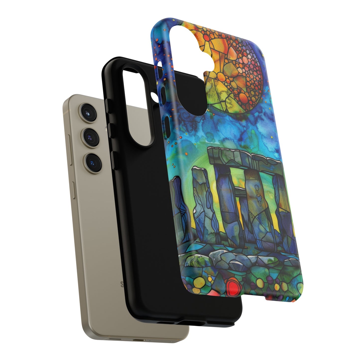 Stonehenge Neolithic Full Moon Stained Glass Watercolor Phone Cover