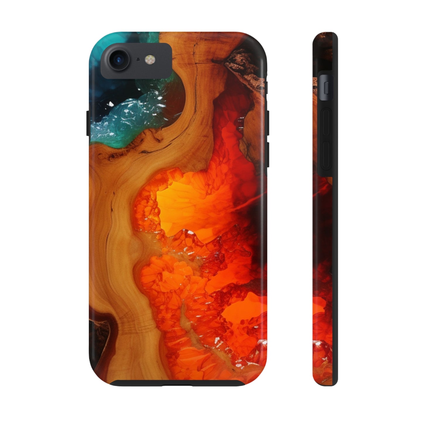 Faux Wood and Colorful Epoxy iPhone Case | Embrace the Beauty of Nature and Vibrant Artistry