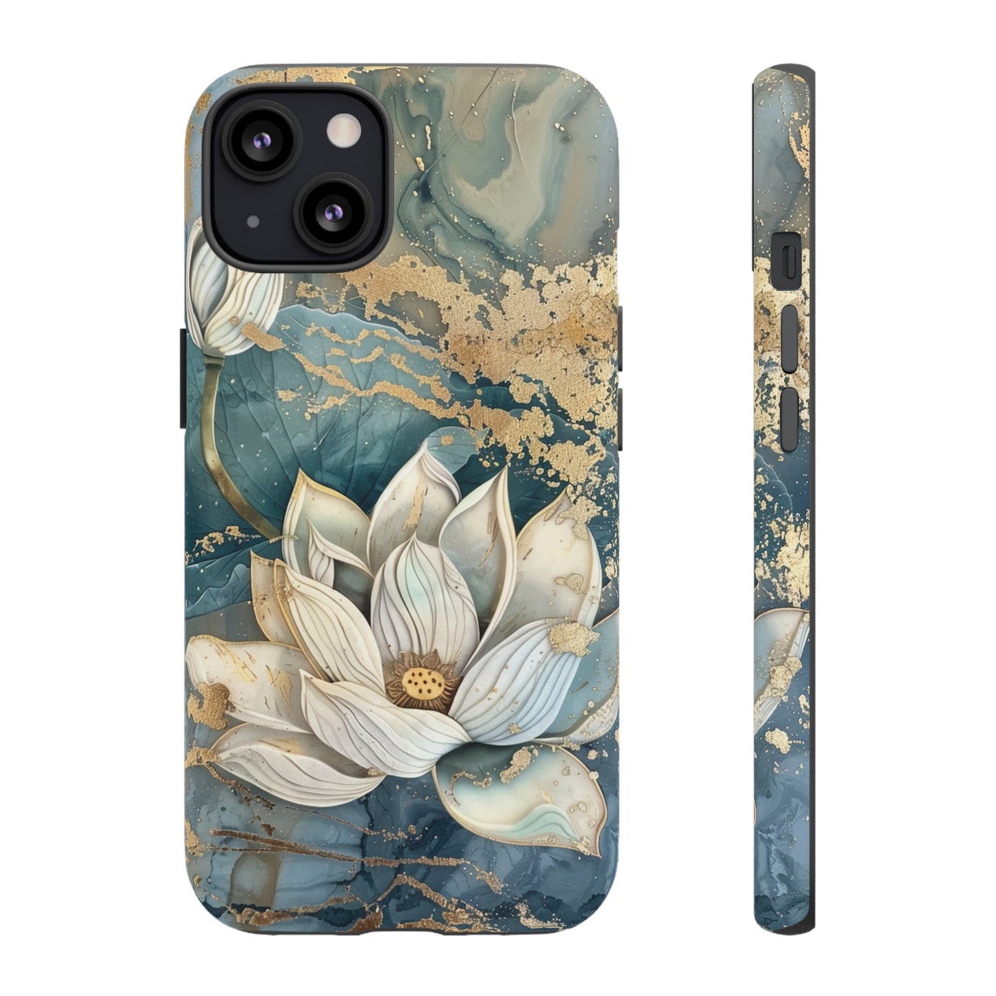 Zen Stained Glass Marble Lotus Floral Design Phone Case