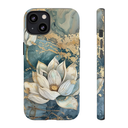 Zen Stained Glass Marble Lotus Floral Design Phone Case