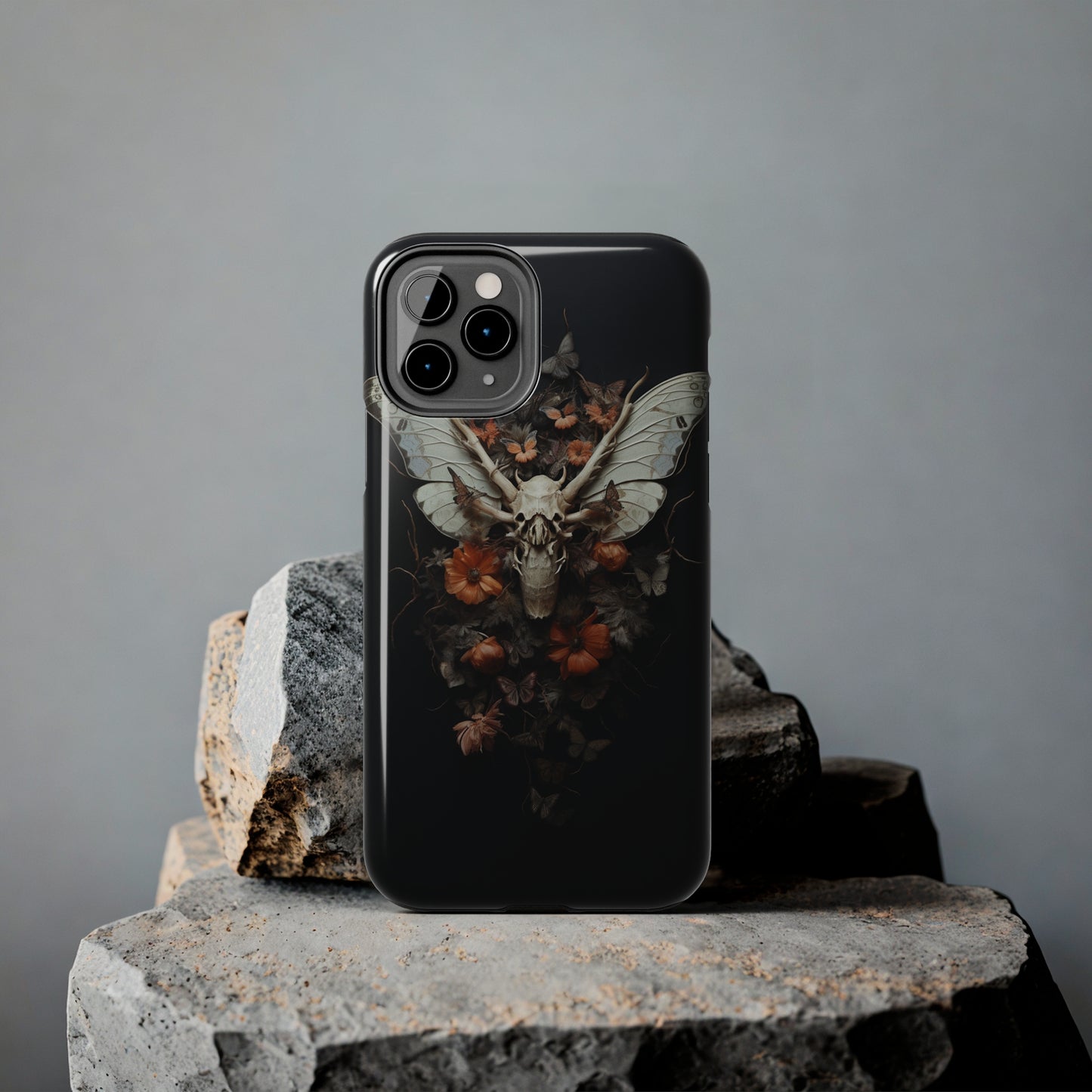 Deadhead Moth Gothic Dark Academia iPhone Case | Spooky Skull Mysterious Elegance