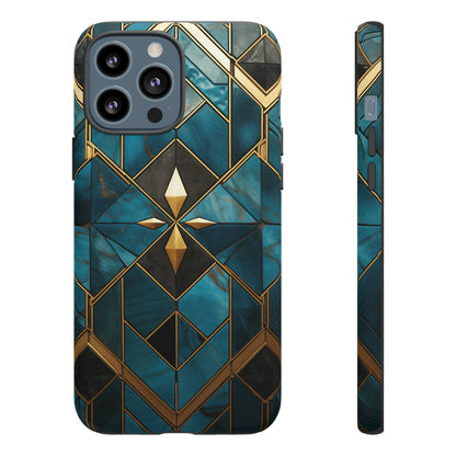 Gold and Blue Marble Mosaic Phone Case