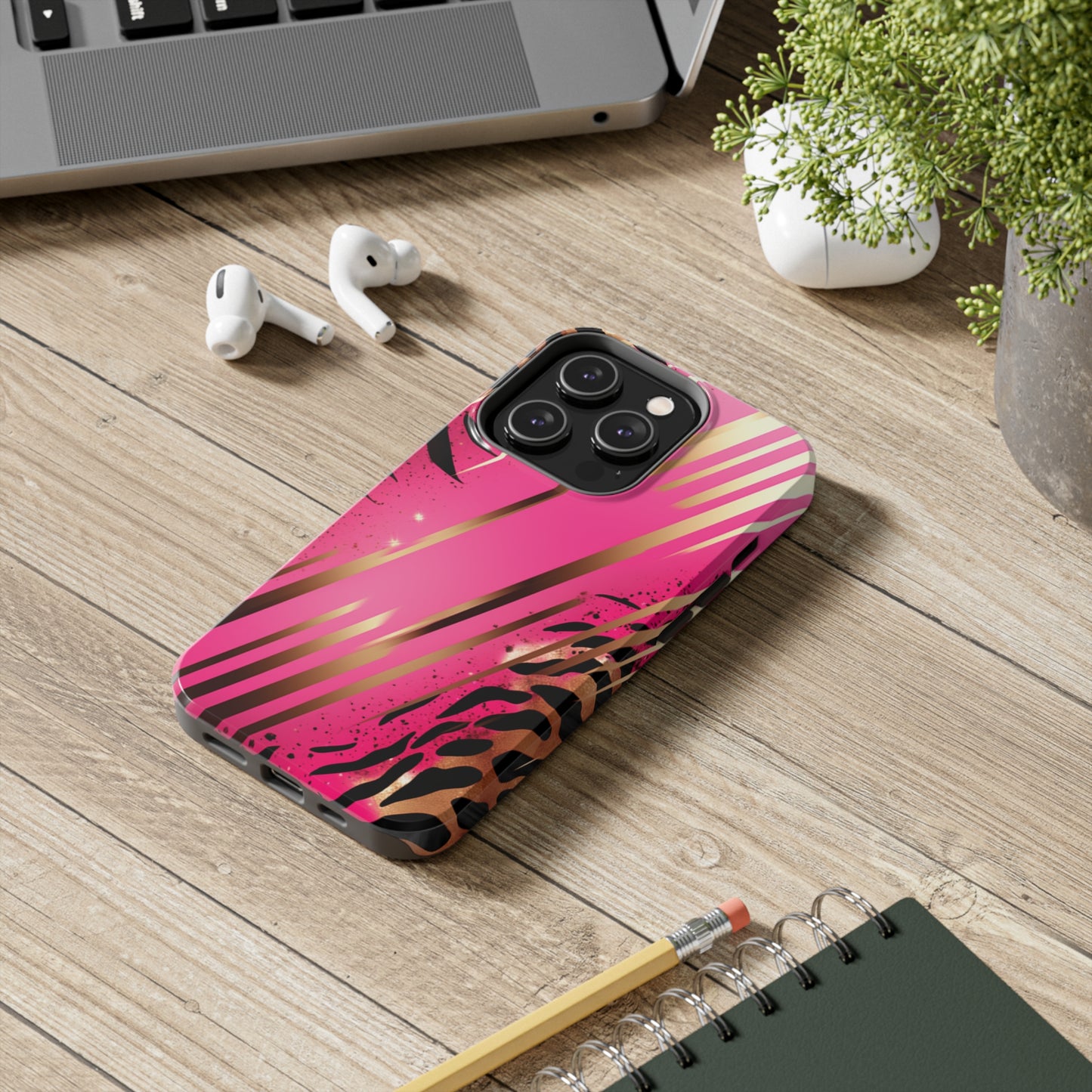 Elegant Wilderness: Pink & Gold Tiger Stripes | Mesmerizing Lush iPhone Case