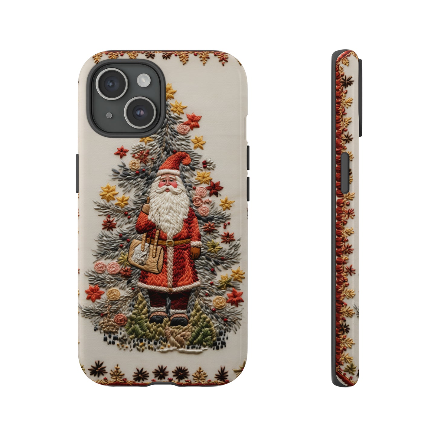 Vintage Embroidery Christmas Santa Phone Case