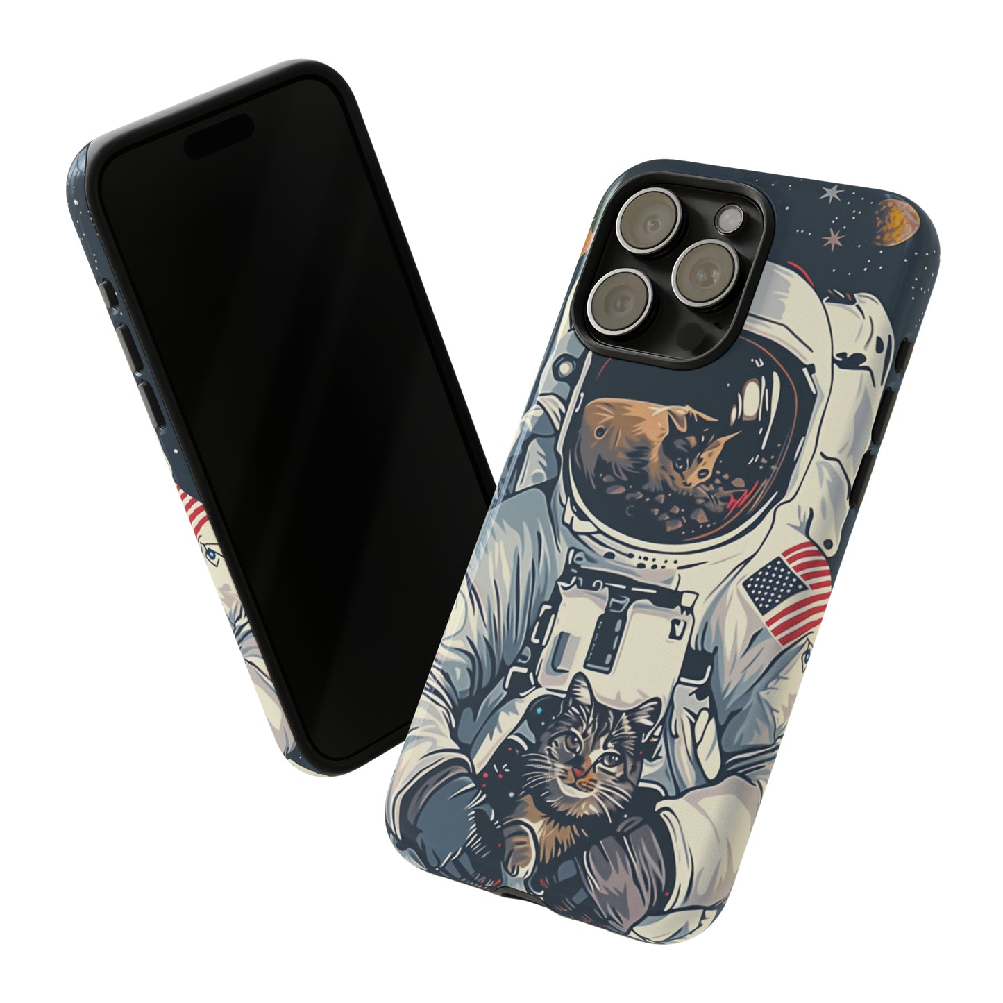 The Astronaut and the Cosmic Cat Phone Case