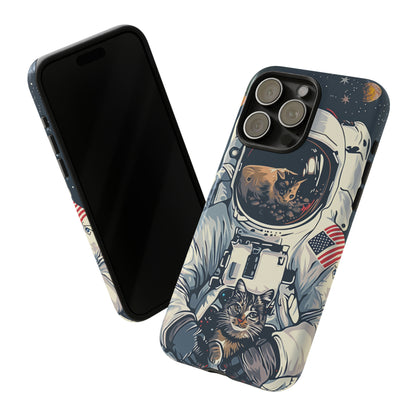 The Astronaut and the Cosmic Cat Phone Case