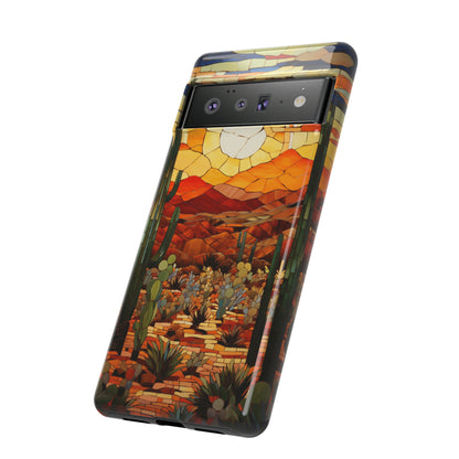 Desert Sunset Cactus Mosaic Tile