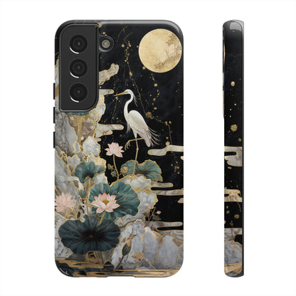 Heron and Moon Floral Zen Art Phone Case