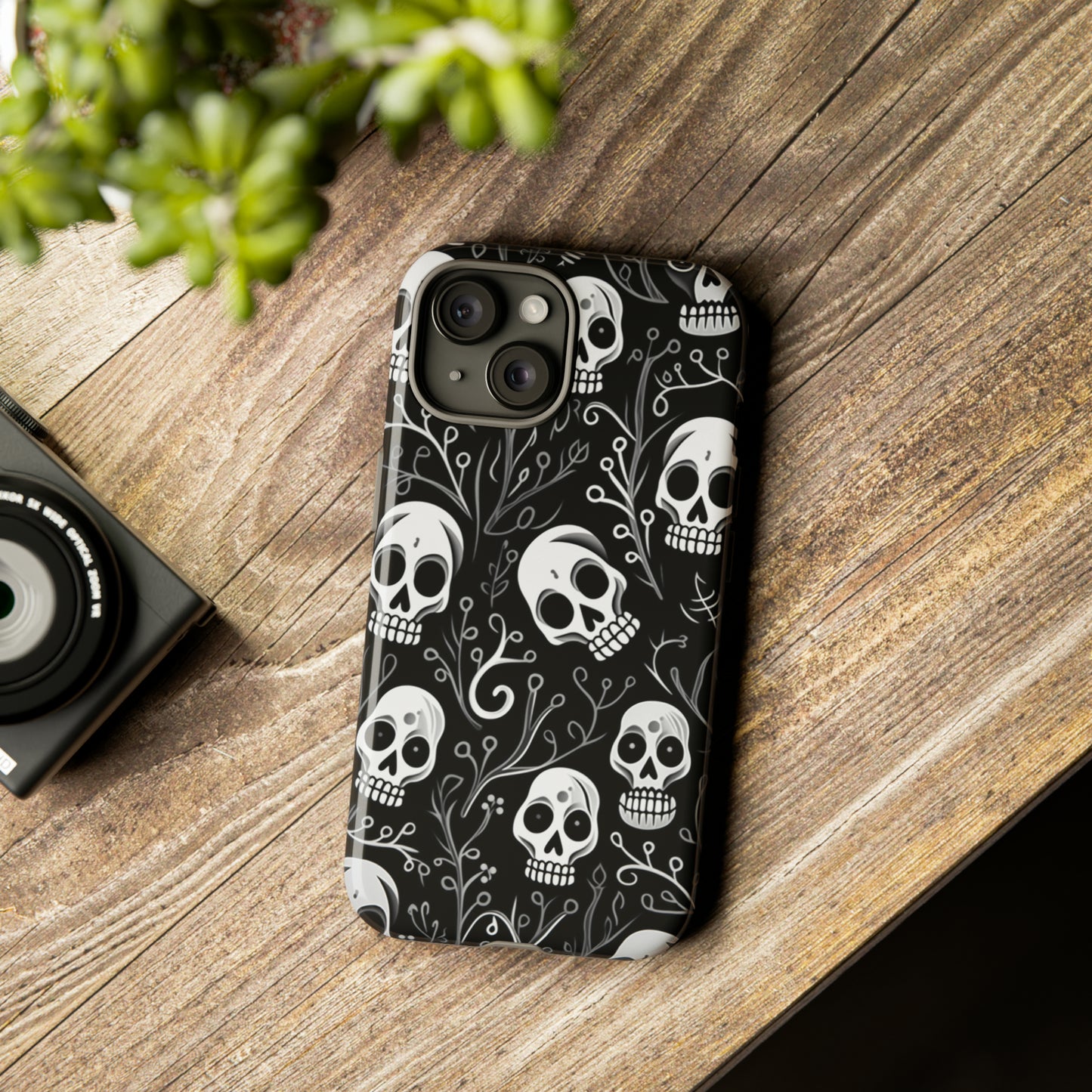 Join the Goth Side: Black Skull Floral Print | Mystical Elegance Case for iPhone, Samsung Galaxy, and Google Pixel