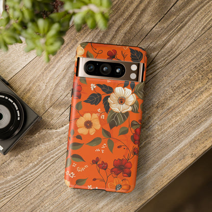 Orange Floral Phone Tough Case