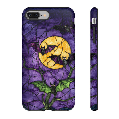 Full Moon Stained Glass Style Halloween Bats Phone Case