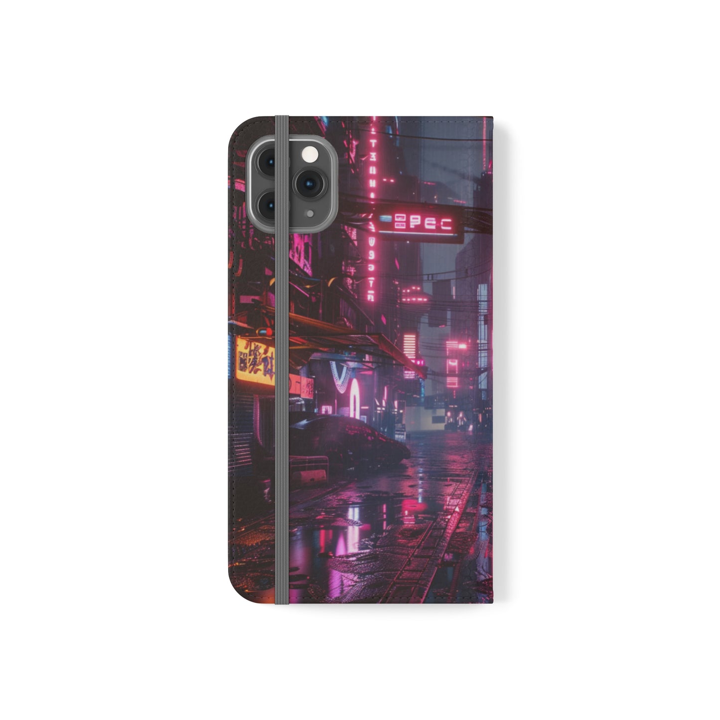 Cyberpunk City at Night Wallet Case