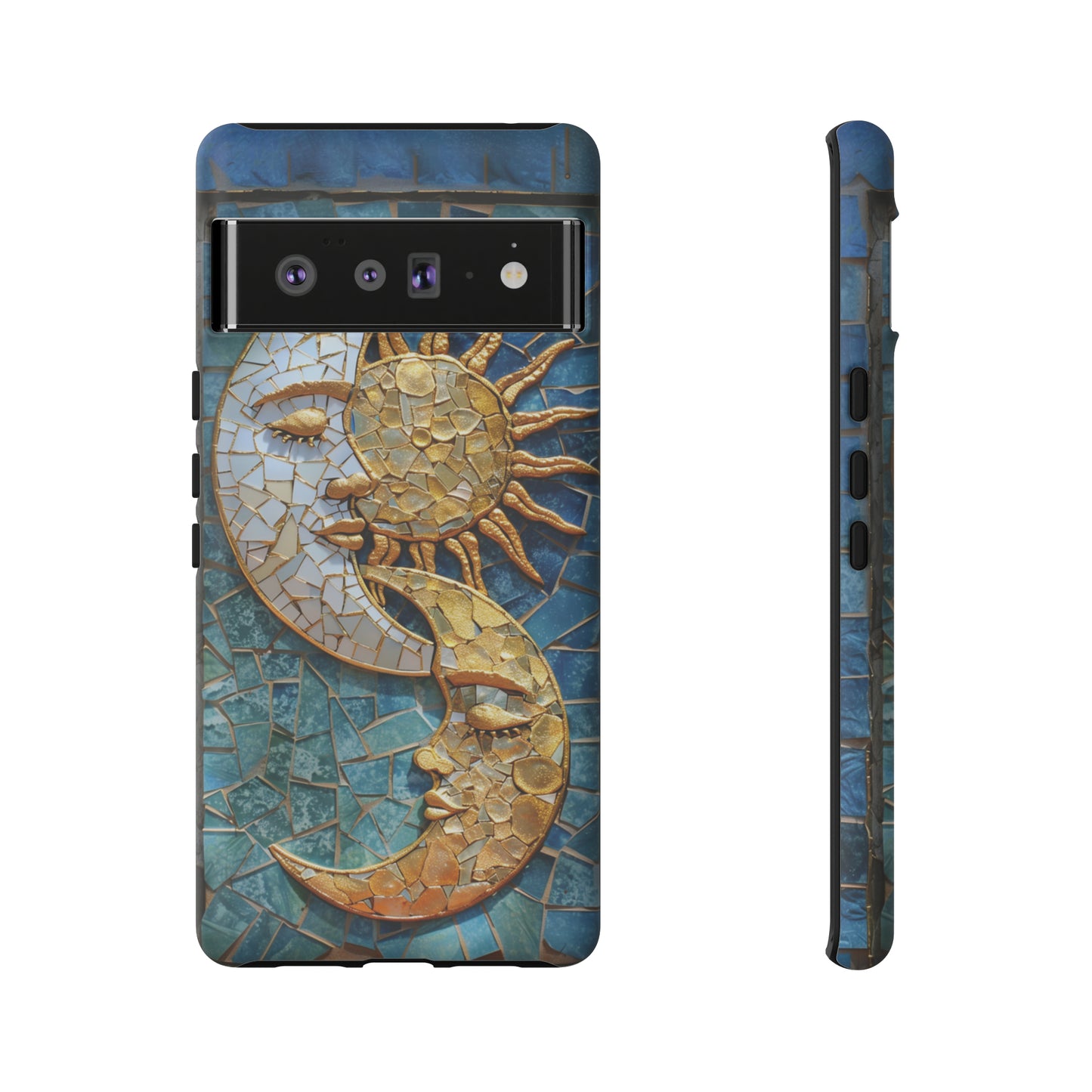 Boho Sun and Moon Mosaic Tile Stained Glass Phone Case